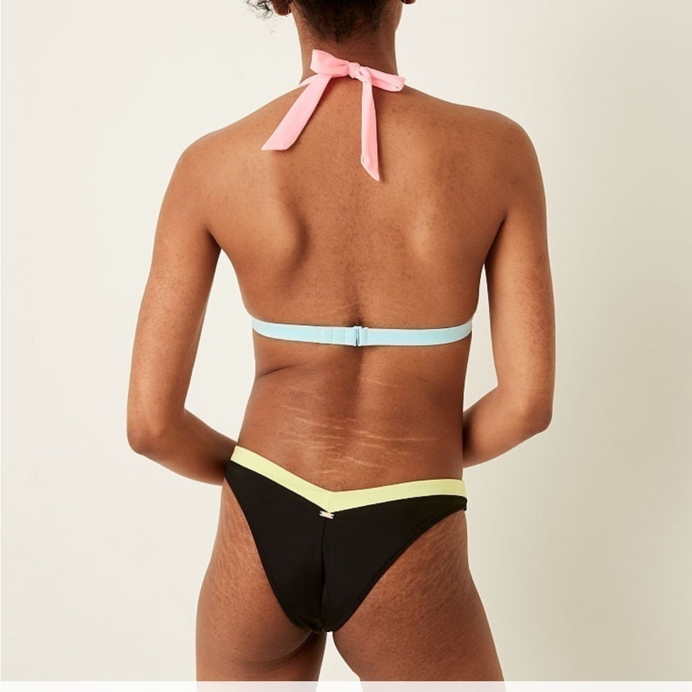 VS Pink V Front Itsy Bikini Bottom black size large